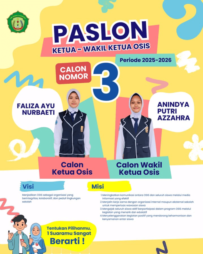 Visi Misi Calon Ketua dan Wakil Ketua OSIS SMP Negeri 5 Adiwerna Paslon 3